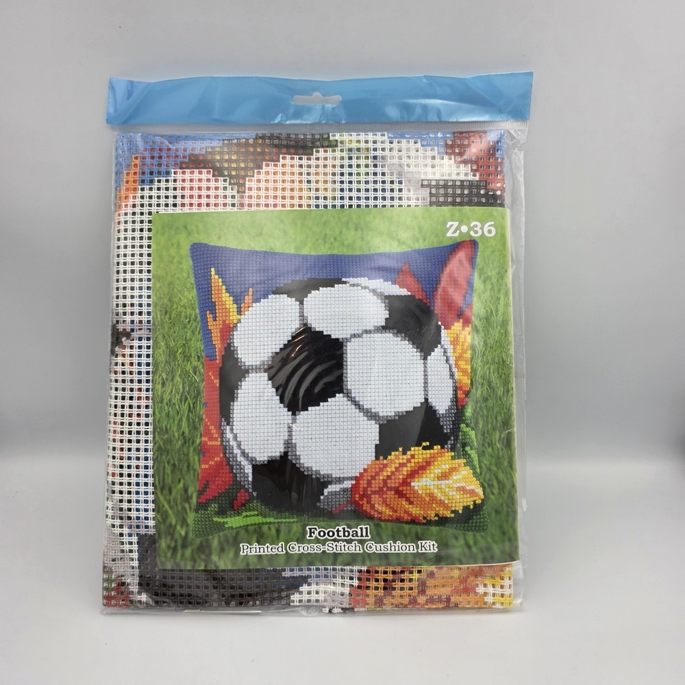BRVSK Z36 Quick Cushion Football Soccer Ball Multicolor Cross Stitch Pillow Kit